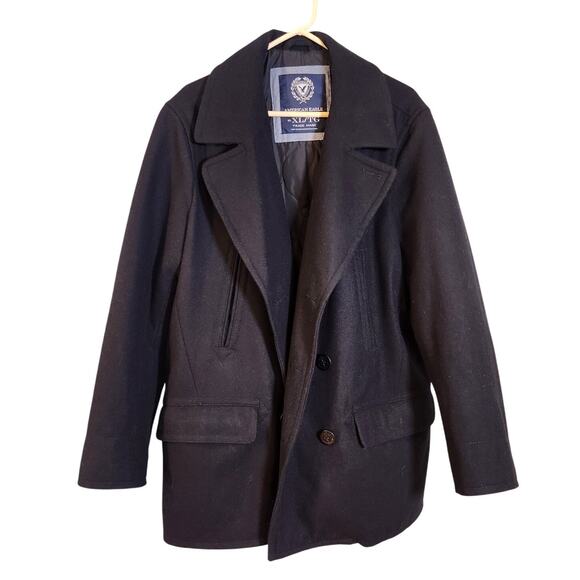 American Eagle Outfitters Other - AMERICAN EAGLE Men's Black Wool Pea Coat, Size XL